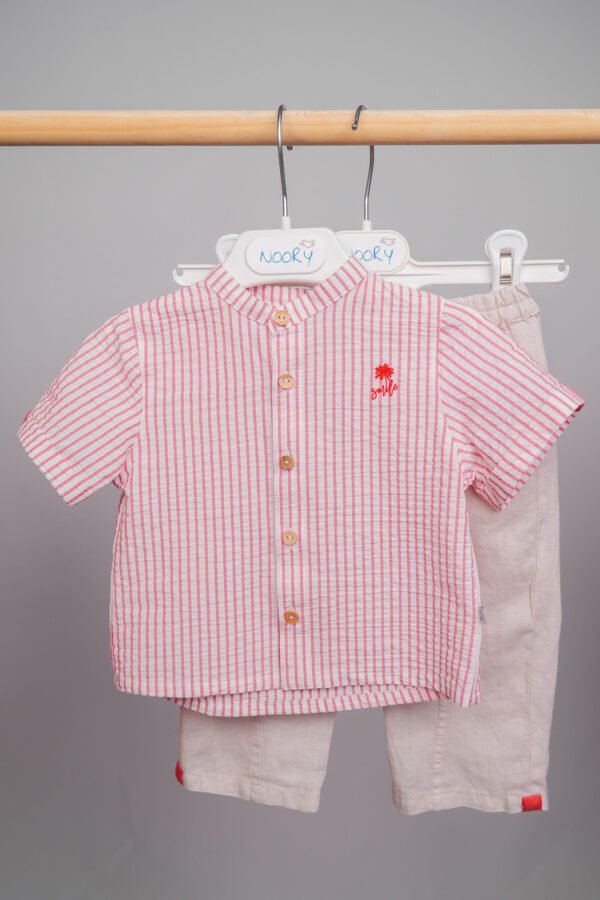 chemise pour bébé garçon demi-manches rayé rouge – Image 3