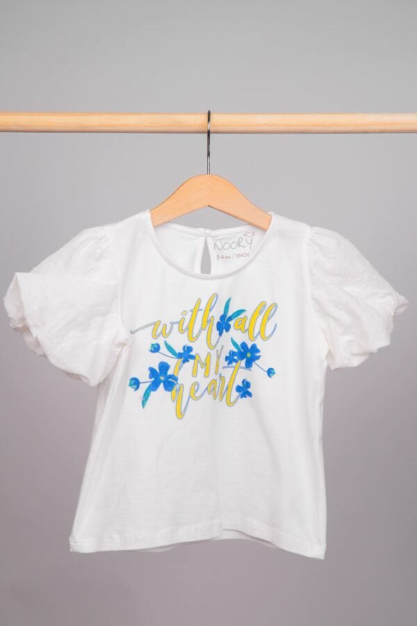 T-shirt pour filles 100% coton avec des manches ballons