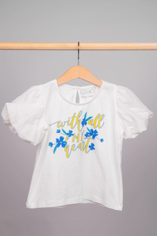 T-shirt pour filles 100% coton avec des manches ballons
