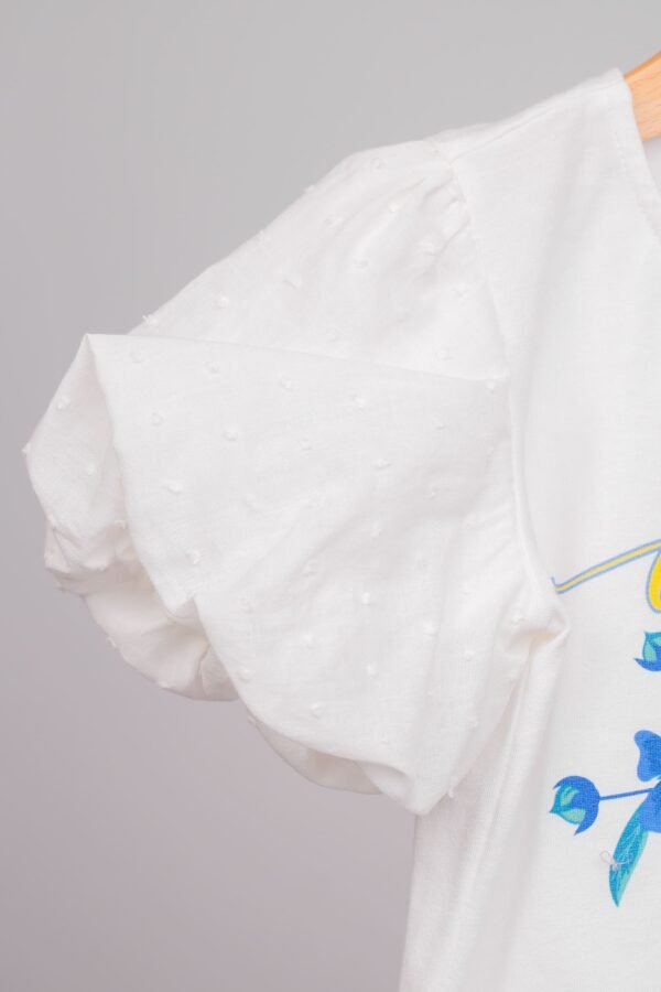 T-shirt pour filles 100% coton avec des manches ballons – Image 4
