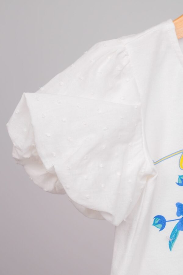 T-shirt pour filles 100% coton avec des manches ballons – Image 4