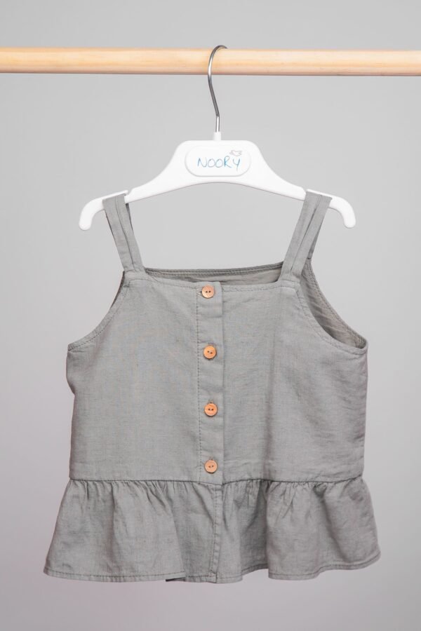 Ensemble lin kaki haut à volants & short ceinturé – Image 2