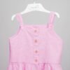 Ensemble lin rose haut à volants & short ceinturé – Image 2