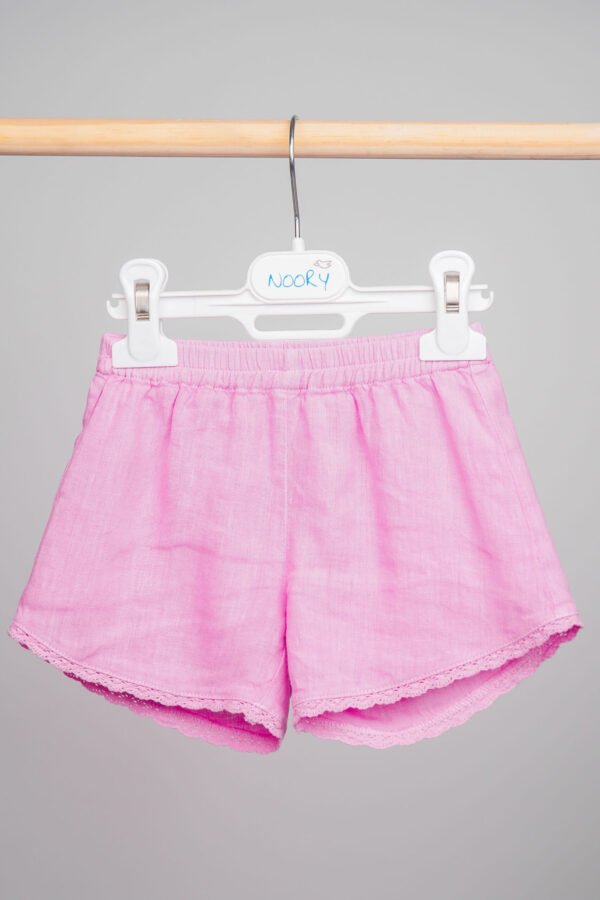 Ensemble lin rose haut à volants & short ceinturé – Image 3