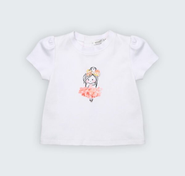 Ensemble T-shirt en jersey blanc 100% coton avec jupe culotte – Image 5