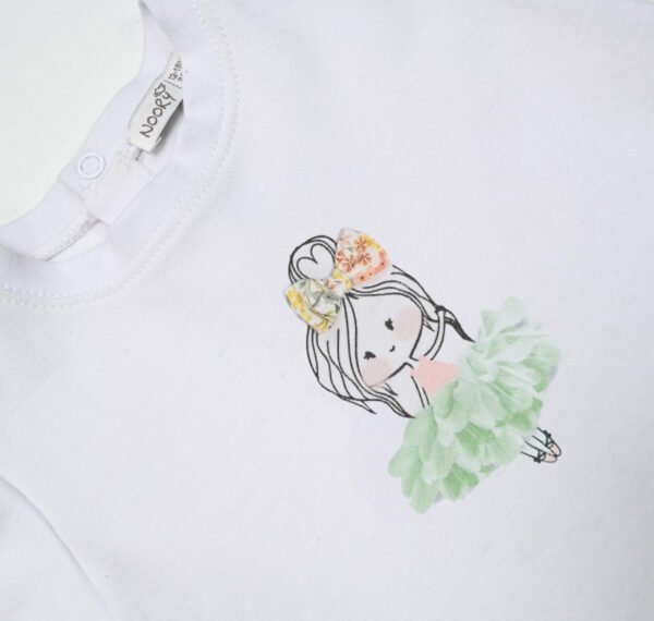 Ensemble T-shirt en jersey blanc 100% coton avec jupe culotte – Image 4