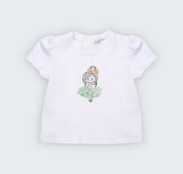 Ensemble T-shirt en jersey blanc 100% coton avec jupe culotte – Image 2