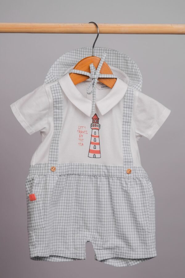 Ensemble bébé garçon Let's Travel by the Sea gris & blanc