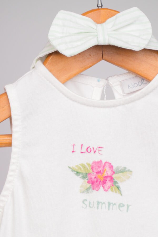 Barboteuse bébé fille  I Love Summer blanc & vert pastel – Image 2