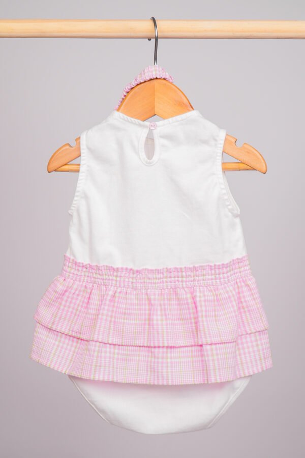Barboteuse bébé fille Summer is Here  blanc & rose à carreaux – Image 4