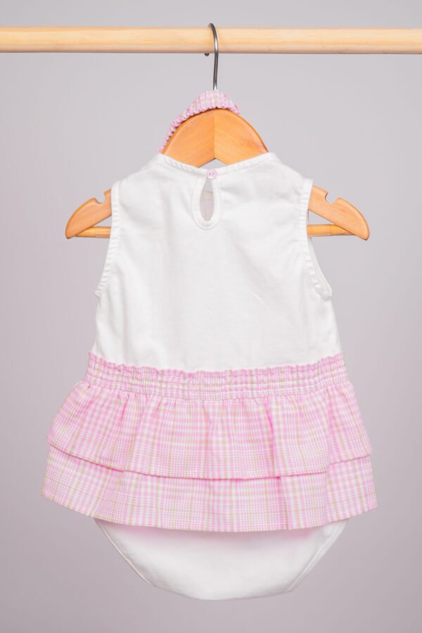 Barboteuse bébé fille Summer is Here  blanc & rose à carreaux – Image 4