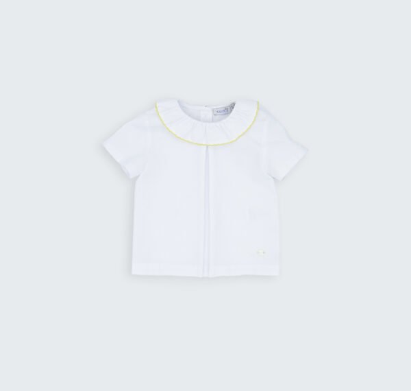Chemise à col volanté