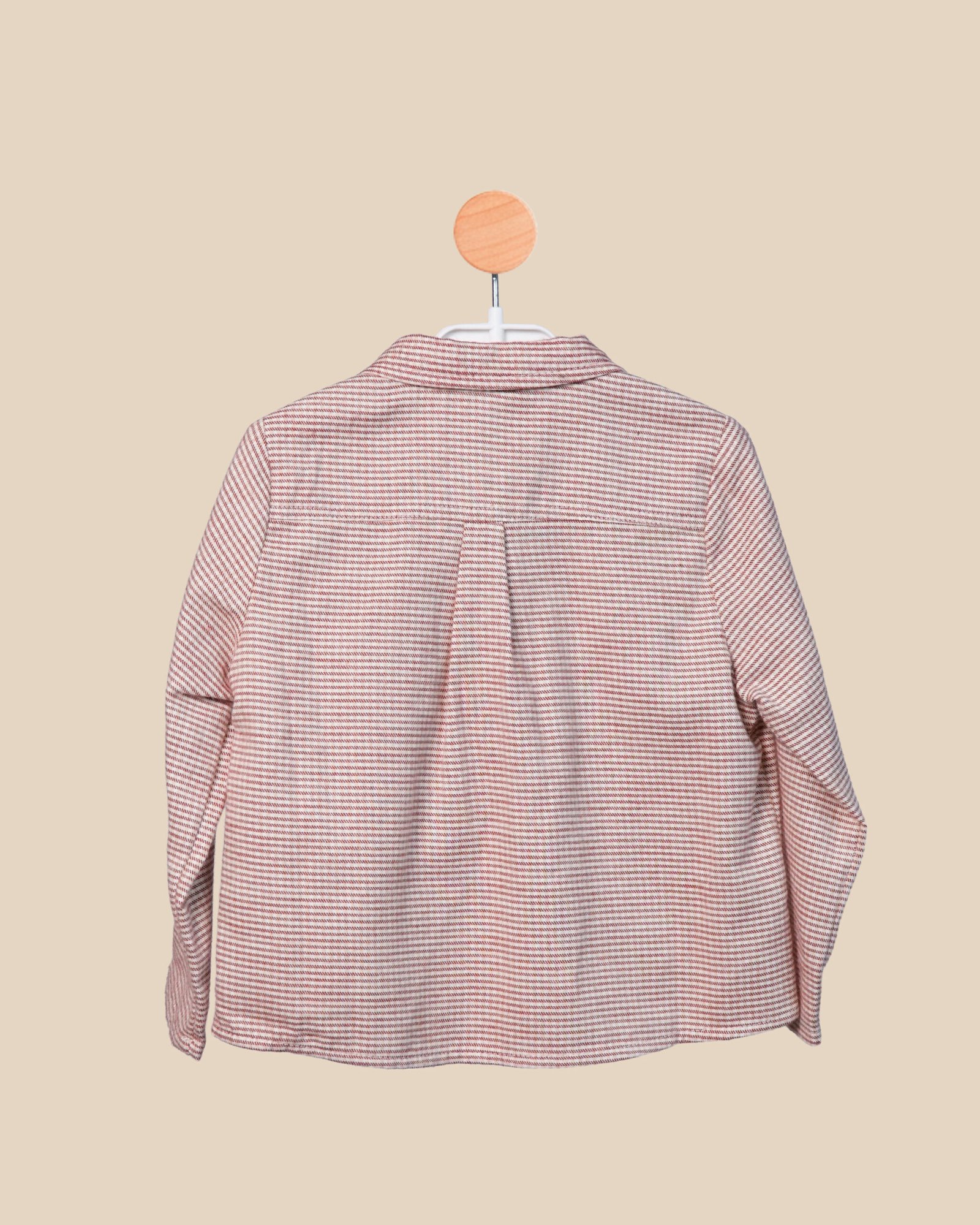 Chemise bébé garçon – Motif vichy bordeaux avec broderie cerf-volant – Image 3