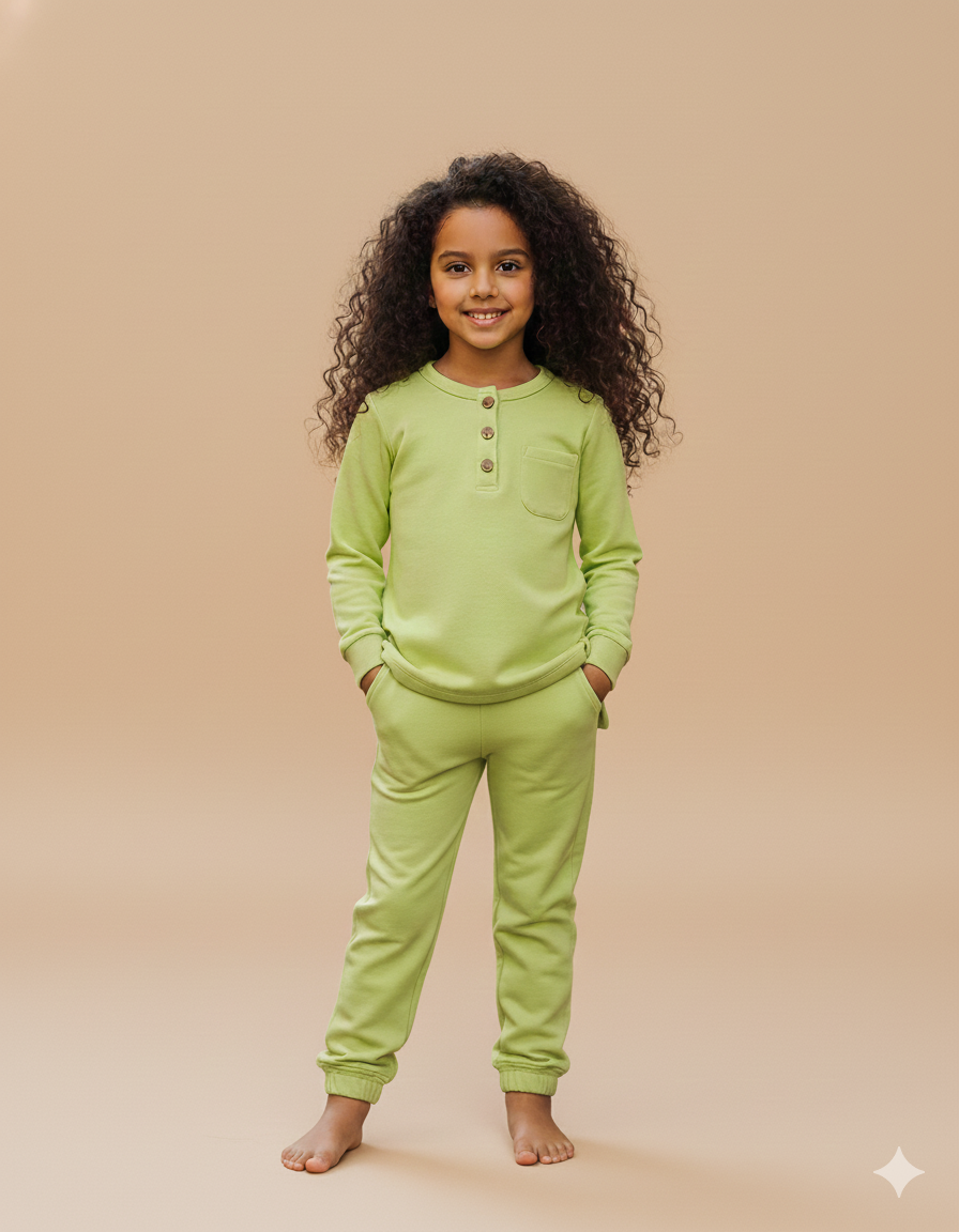 Ensemble Pull & Pantalon Doux Mini Garçons Vert Anis