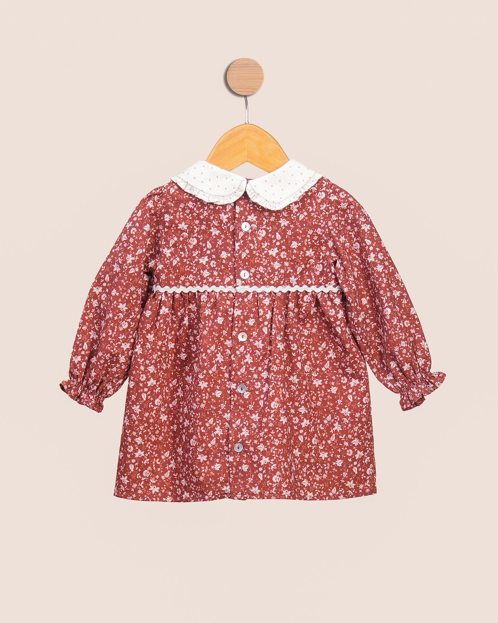 Robe Fleurie Rouge Brique pour Bébé Fille - Style Champêtre et Confort – Image 4