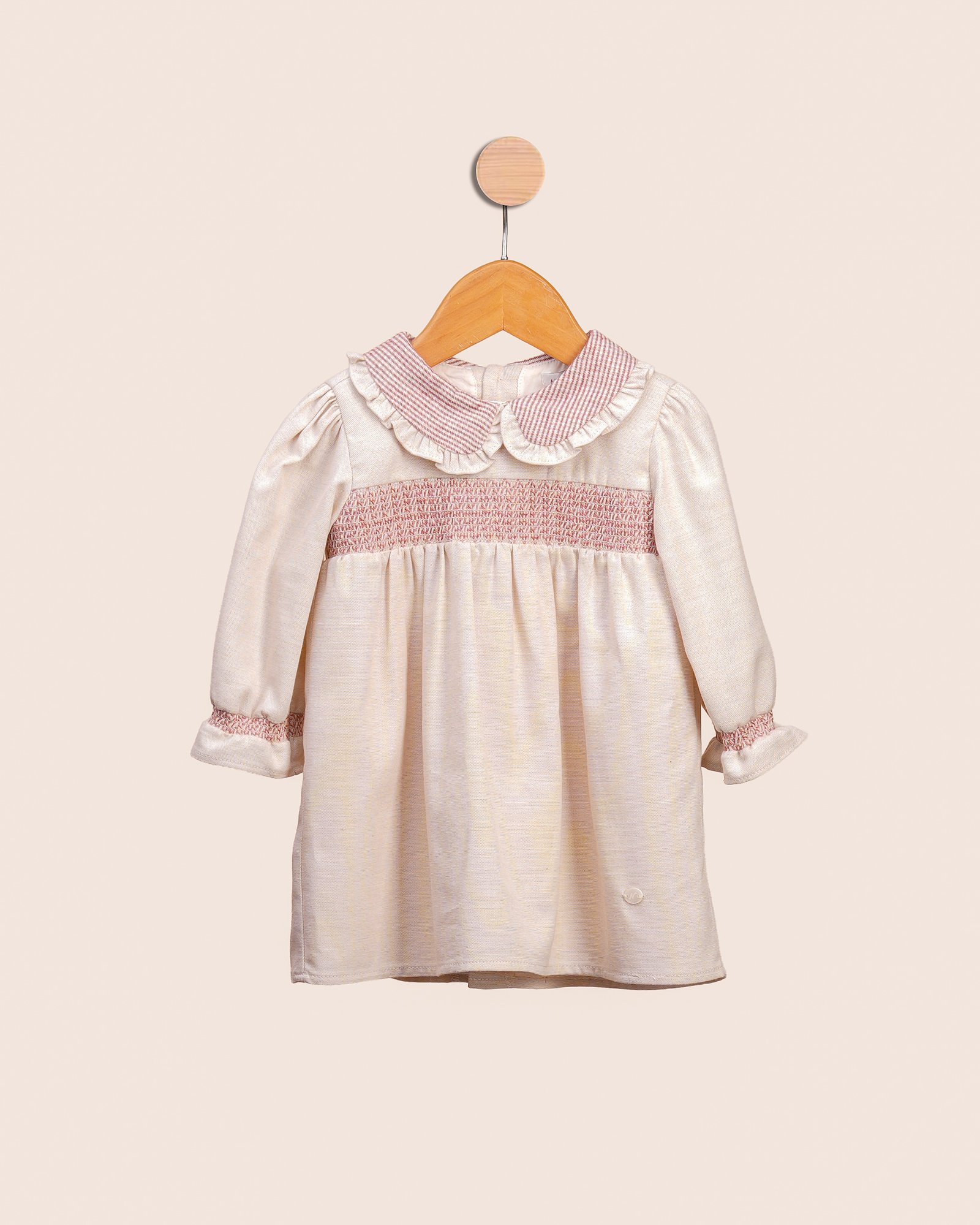 Robe Smockée Rose Poudré pour Bébé Fille - Élégance et Confort – Image 3